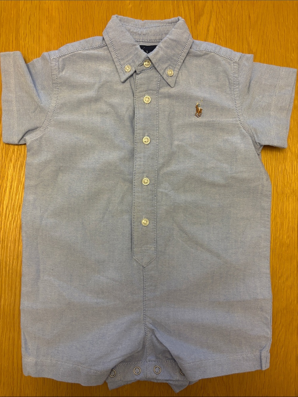 Ralph Lauren Baby Light Blue Button-Front Romper - 12 months